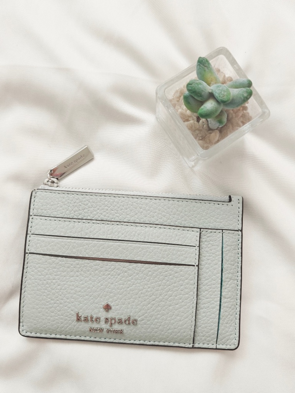 New Kate Spade Large Slim Card Holder Lake Mist KP217 $149
